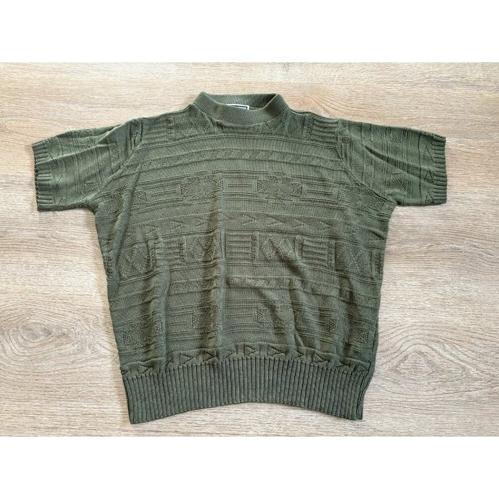 Vintage Kenneth Too Sweater Womens Green Stitch Open Weave 80s